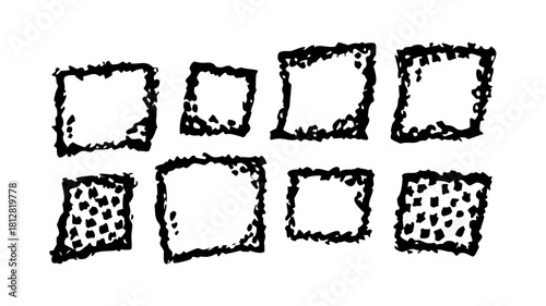 Grunge square frames border shapes black and white abstract design elements vector illustration art