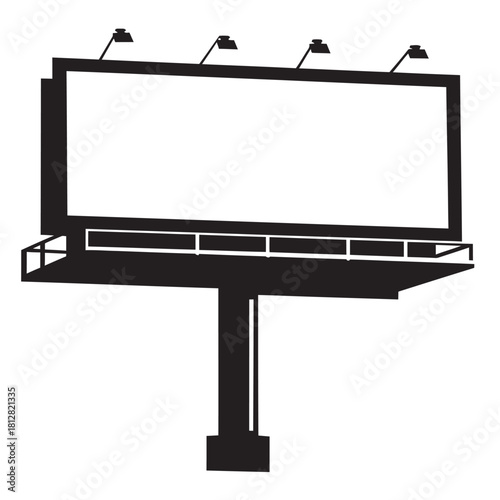 Set of blank advertising billboards or hoardings in black silhouette icons, providing copy space for marketing, commercial promotion, city advertising, outdoor media, and urban communication concepts.