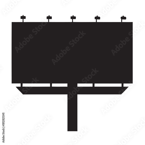 Set of blank advertising billboards or hoardings in black silhouette icons, providing copy space for marketing, commercial promotion, city advertising, outdoor media, and urban communication concepts.