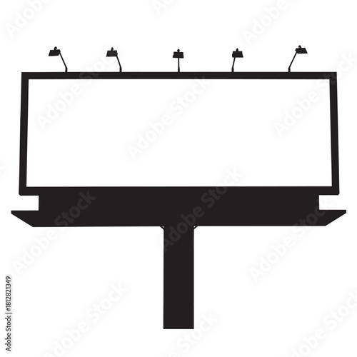 Set of blank advertising billboards or hoardings in black silhouette icons, providing copy space for marketing, commercial promotion, city advertising, outdoor media, and urban communication concepts.