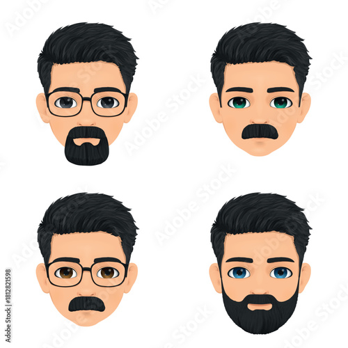 middle age charismatic man face set with different eye colors