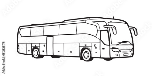 Tour bus coach outline icon vector