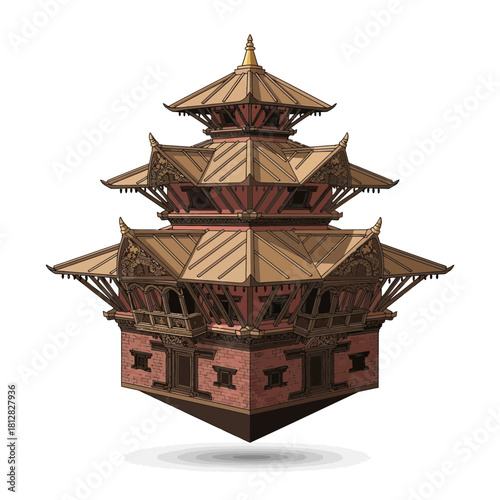 Illustrative Depiction of a Traditional Nepalese Pagoda Structure