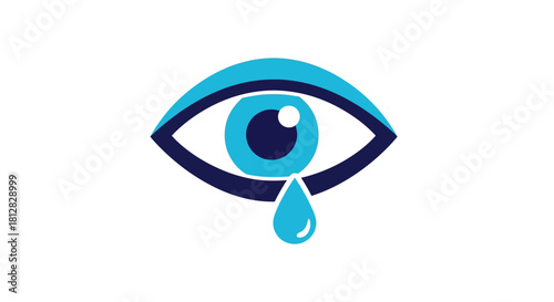 Blue eye with tear design: minimalist and modern symbol of emotions an