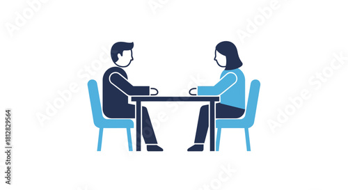 Business meeting silhouette with two people at a table