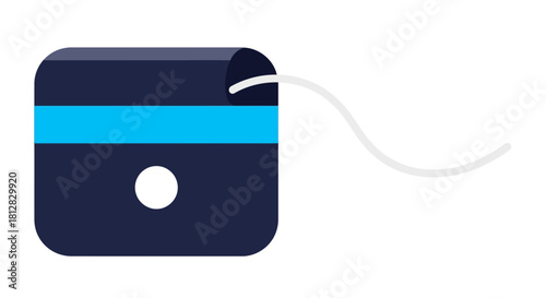 Stylized floss container icon with minimalist design and blue accent