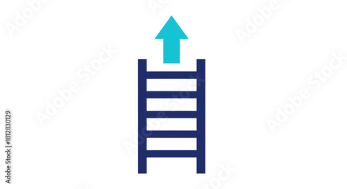 Growth concept with ladder and arrow symbolizing success and progress