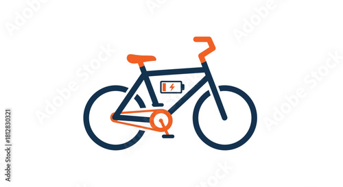 Modern electric bicycle outline with battery symbol