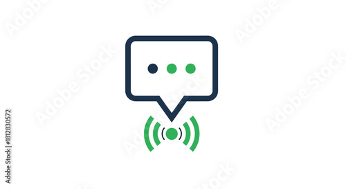 Simple chat bubble with wireless signal icon in modern design