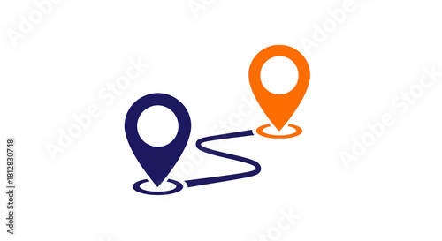 Minimalistic route navigation with map markers and path