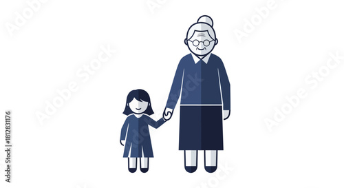 Heartwarming silhouette of grandmother and granddaughter holding hands