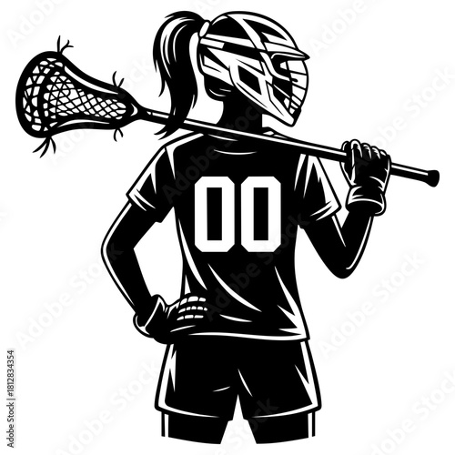 female lacrosse player clipart