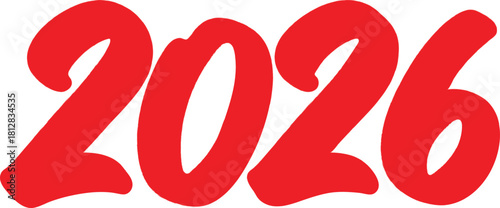 Vibrant red 2026 year design for calendars invitations and celebratory graphics