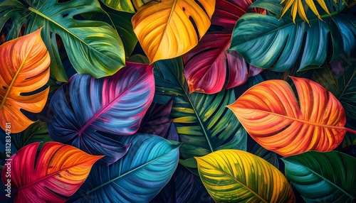 Wallpaper Mural Tropical Leaves Vivid Art. Torontodigital.ca