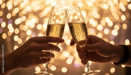 Celebratory toast with champagne glasses festive atmosphere close-up