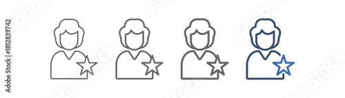 
outline icon sheet film actress with woman and star design