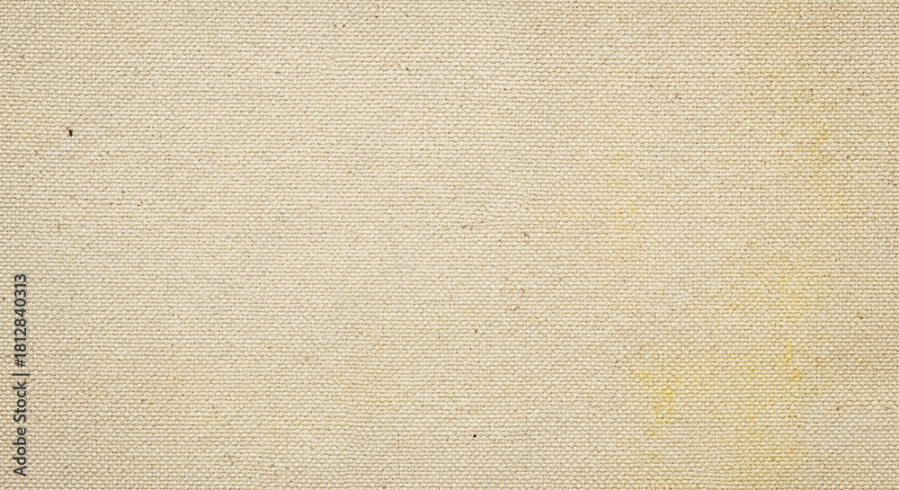 Fototapeta premium Blank Primed Artist Canvas Texture with Neutral Beige Tone A full-frame, high-resolution texture photograph of a piece of blank canvas, likely prepared for oil or acrylic painting