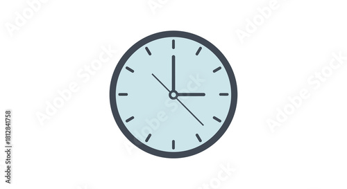 Minimalist analog clock with light blue face and simple hands
