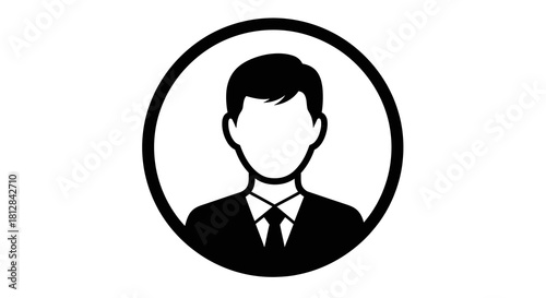 Minimalist silhouette of businessperson icon in circular frame for pro