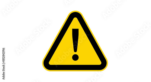 Caution sign with exclamation mark inside yellow triangle for safety w