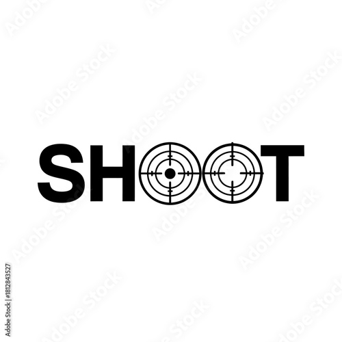 The word shoot stylized with two target crosshairs replacing the letter o