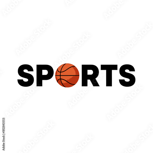 Word sports with a basketball replacing the letter o