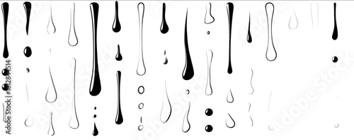 Set of dripping liquid Vector illustration isolated on white background Perfect for animation frames design elements in realistic style varying lengths and widths