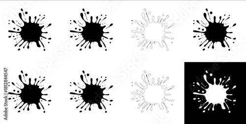 Ink splatter vector paint splashes set black ink splatters isolated design elements creative abstract backgrounds grunge splash effects messy textures ink dro_1