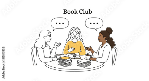 Diverse book club gathering with conversation and coffee