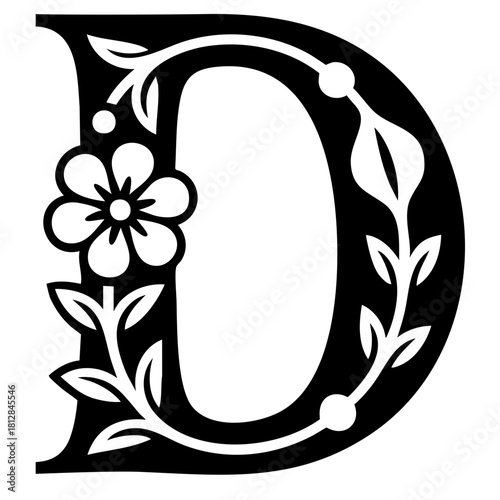 Letter D Floral Monogram