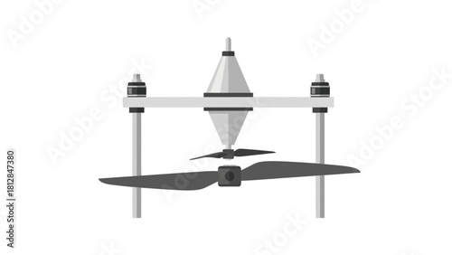 A minimalist illustration of a drone with rotors
