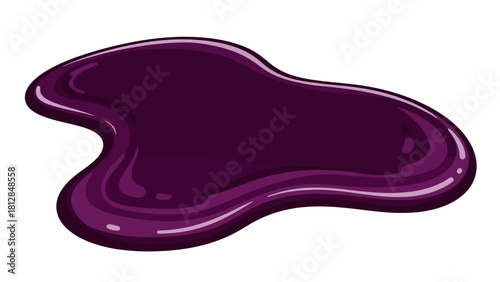 A purple puddle with glossy highlights on a white background