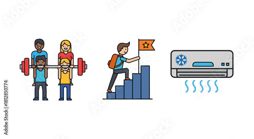 Achievement and comfort: teamwork in fitness, goal setting, and staying cool