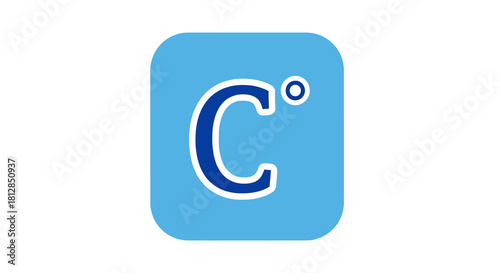Blue celsius temperature icon on light background for weather apps and interfaces