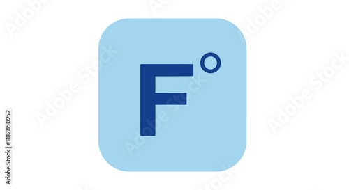 Minimalist blue fahrenheit symbol on light background