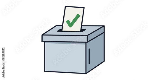 Simple icon of voting ballot in box with check mark for elections and democracy concepts