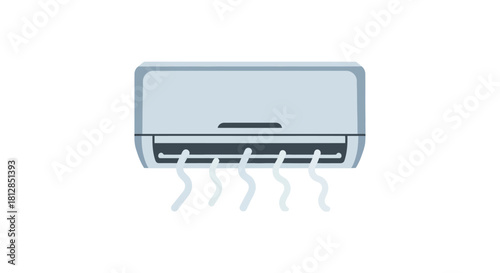 Minimalist air conditioner icon with flowing cool air design