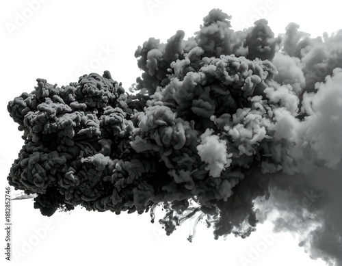 Intense, swirling dark and light grey smoke cloud