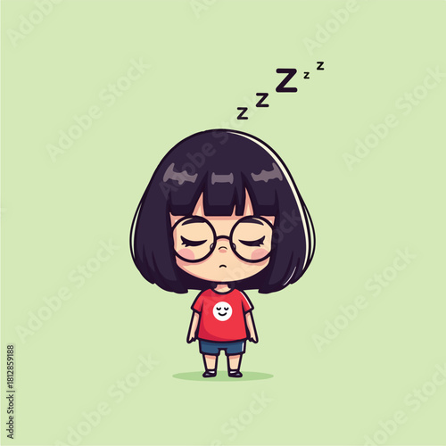 Cute chibi girl character sleeping peacefully with Zzz above her head.