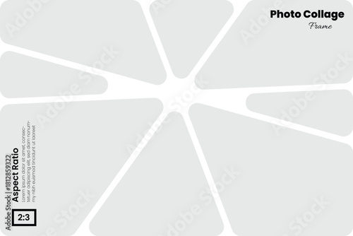 Modern abstract collage featuring rounded wedge styled frames in a 2:3 layout