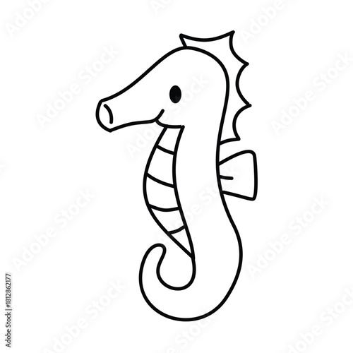 Seahorse Doodle for Marine Life Illustration
