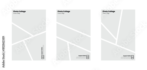 Photo panel layout in vertical 2:3 proportion with comic inspired detailing