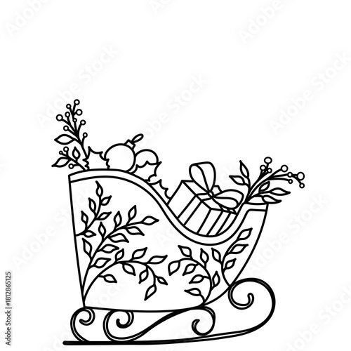 vector illustration of a Santa's sleigh
