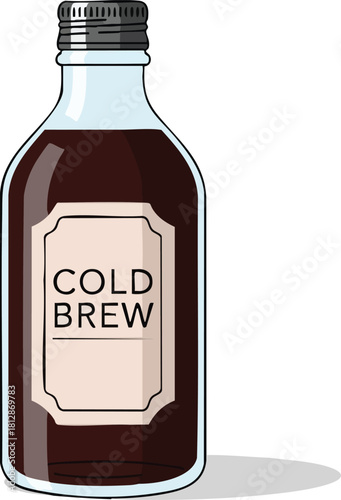 Elegant Bottle of Cold Brew Refreshing Coffee Vector Illustration