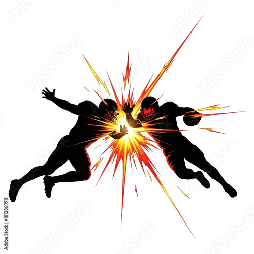 Football Players Clash Silhouette Illustration
