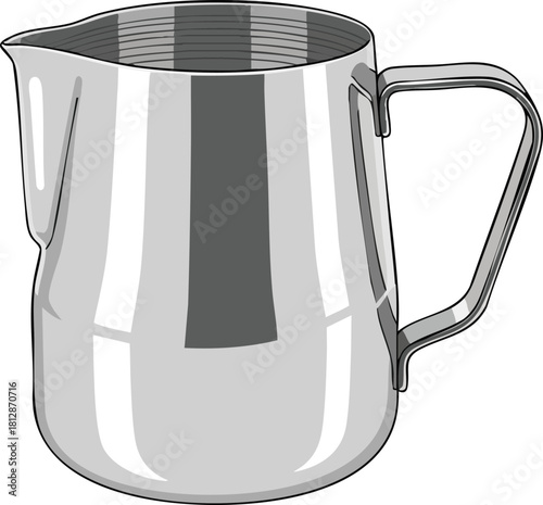 Sleek Metal Pitcher Illustration with Handle and Rounded Base