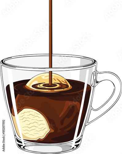Affogato Illustration Coffee and Ice Cream Dessert