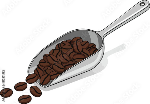 Scoop of Coffee Beans Freshly Roasted Aroma and Flavor