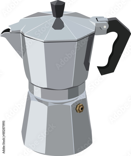 A classic moka pot illustration representing traditional coffee brewing