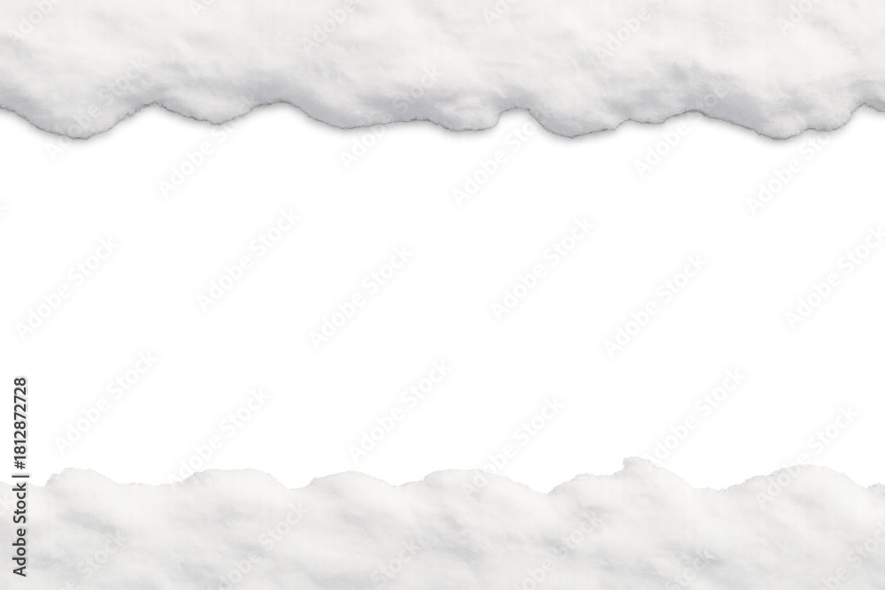 Obraz premium Winter snow accumulating on top and bottom forming frame border with transparent background for seasonal design